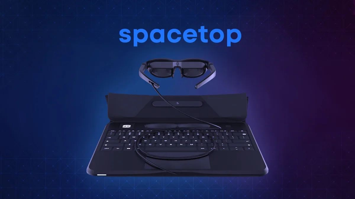 A laptop with AR glasses instead of a screen